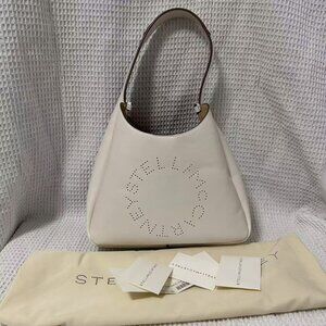 NEW Stella McCartney Logo Slouchy Hobo Tote Bag in white